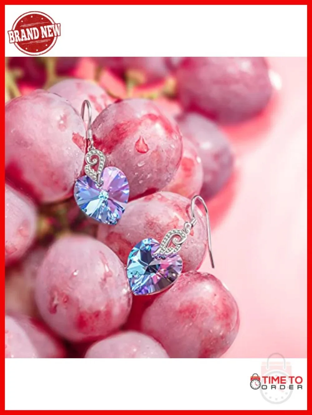 925 Sterling Silver Heart Wing Stud Earrings with Austrian Crystals